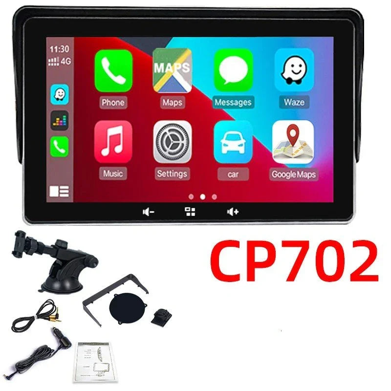 7" Wireless CarPlay Display | Universal, 12V Plug-In, Suction Mount, Backup-Cam Ready