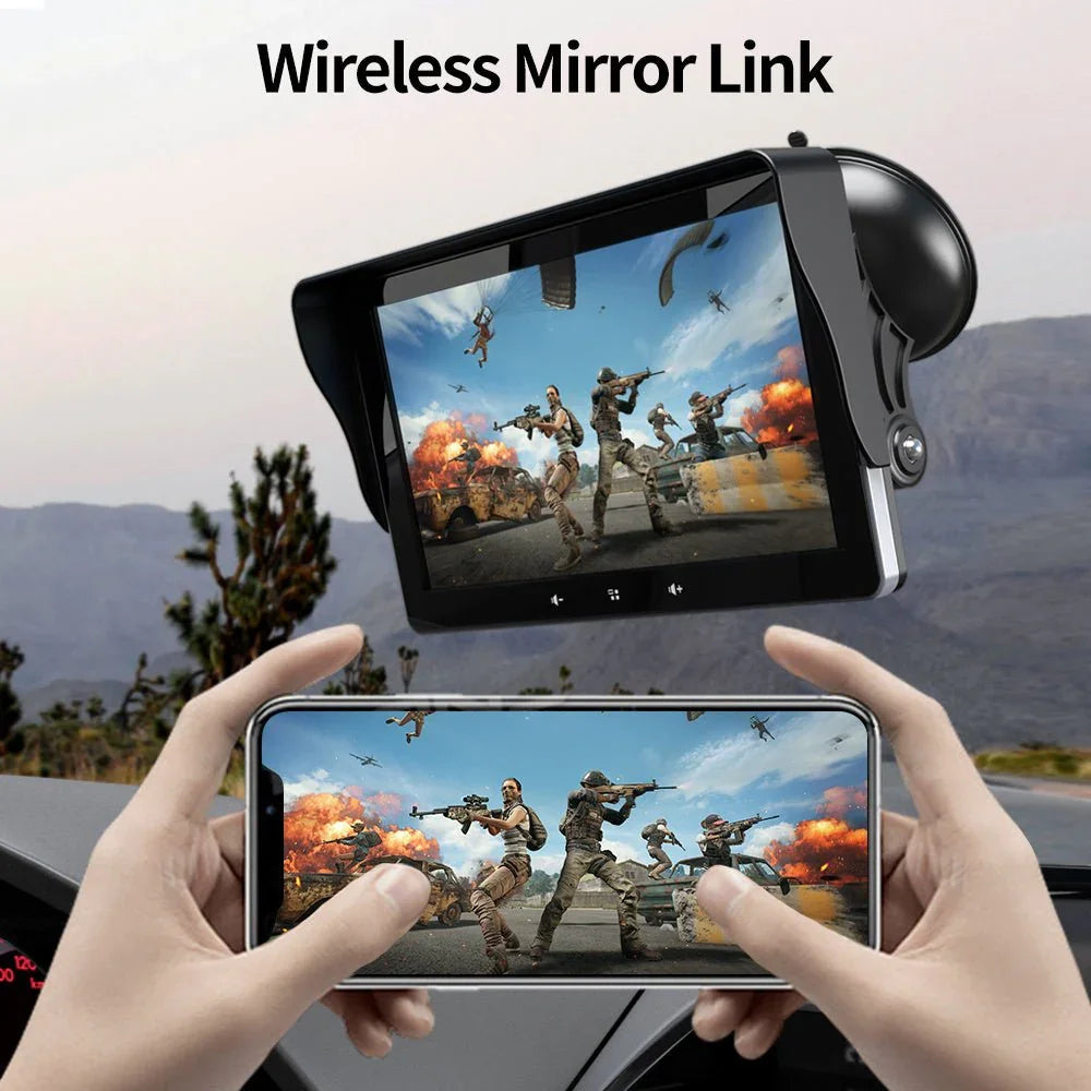 7" Wireless CarPlay Display | Universal, 12V Plug-In, Suction Mount, Backup-Cam Ready