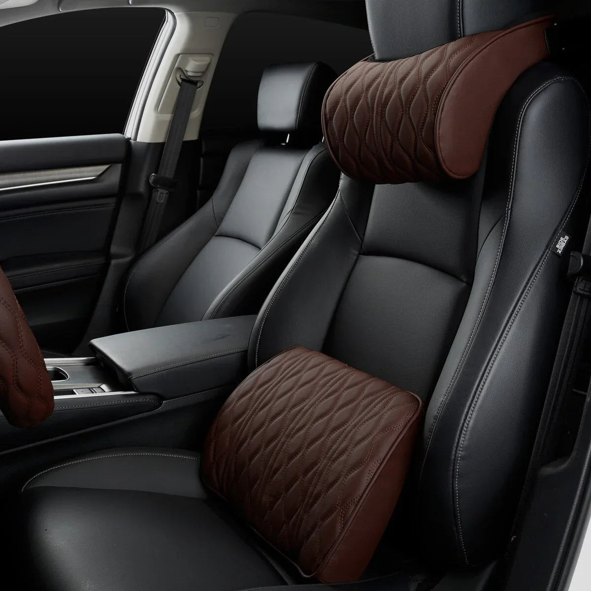 Memory Foam Car Headrest & Lumbar Support Set | Premium Leather, Universal