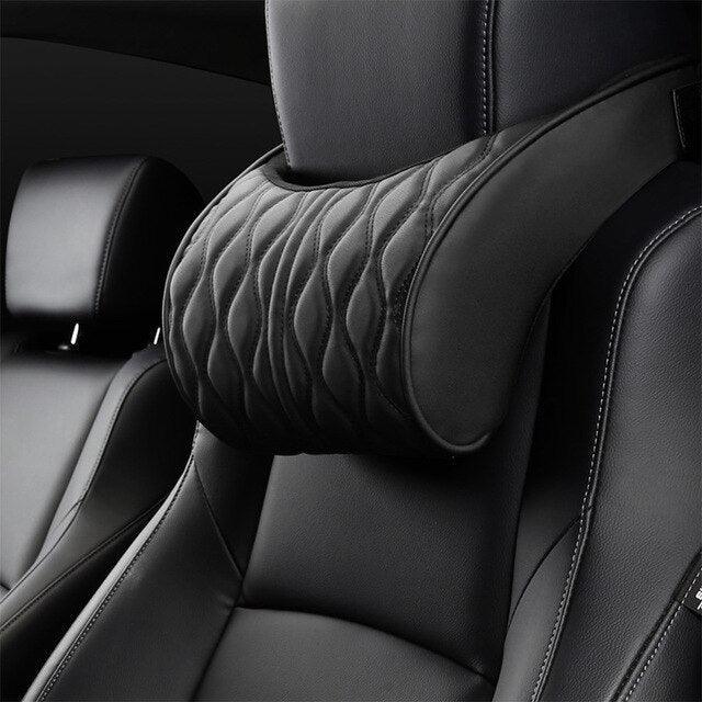 Memory Foam Car Headrest & Lumbar Support Set | Premium Leather, Universal