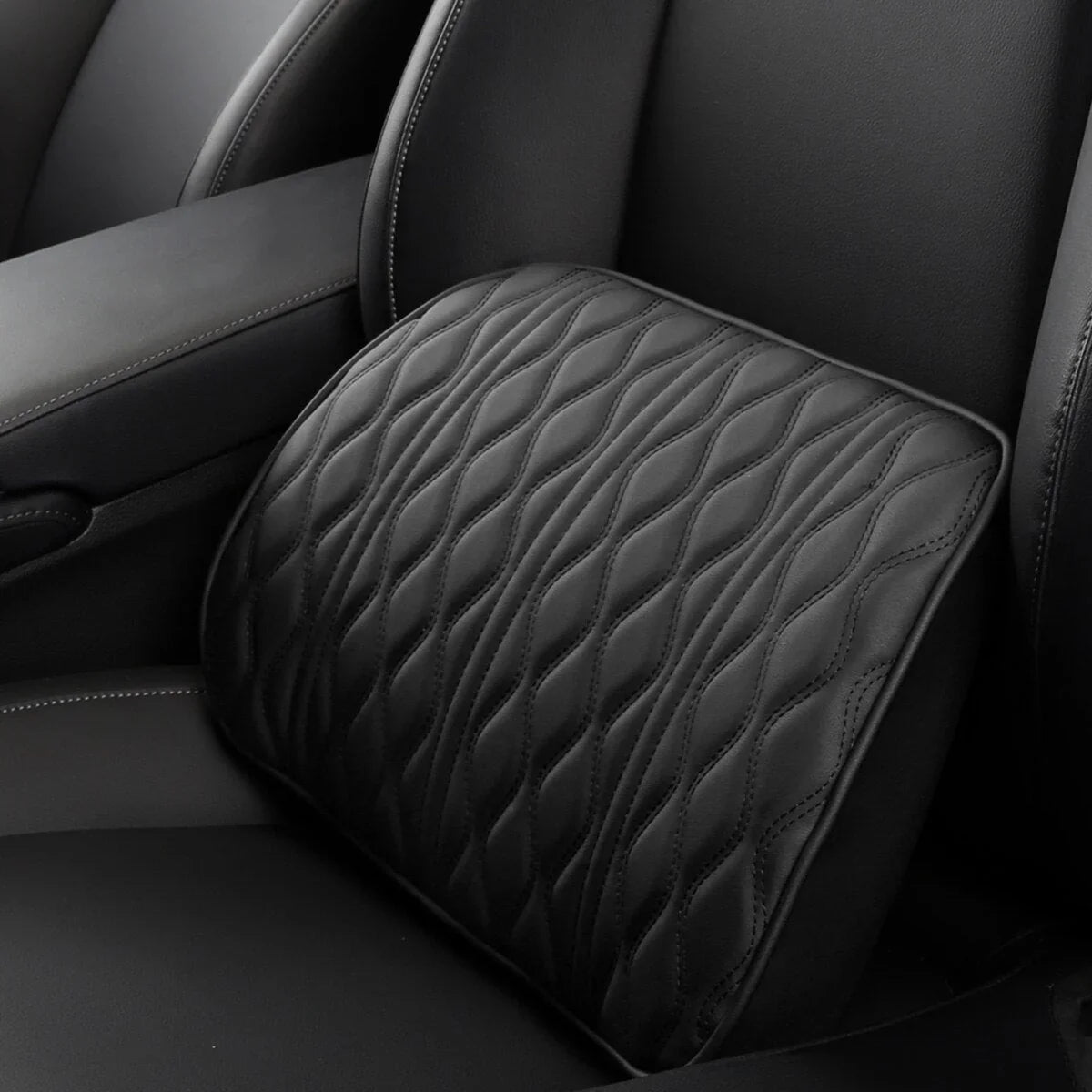 Memory Foam Car Headrest & Lumbar Support Set | Premium Leather, Universal