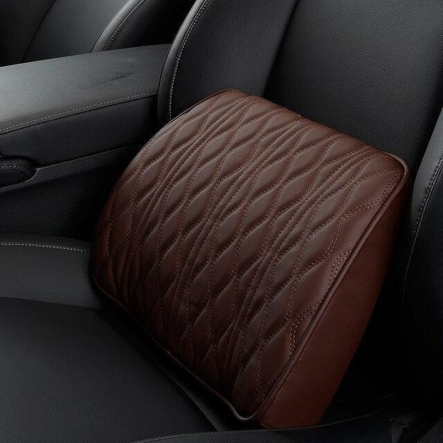 Memory Foam Car Headrest & Lumbar Support Set | Premium Leather, Universal