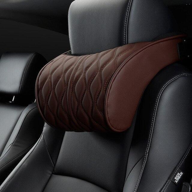 Memory Foam Car Headrest & Lumbar Support Set | Premium Leather, Universal