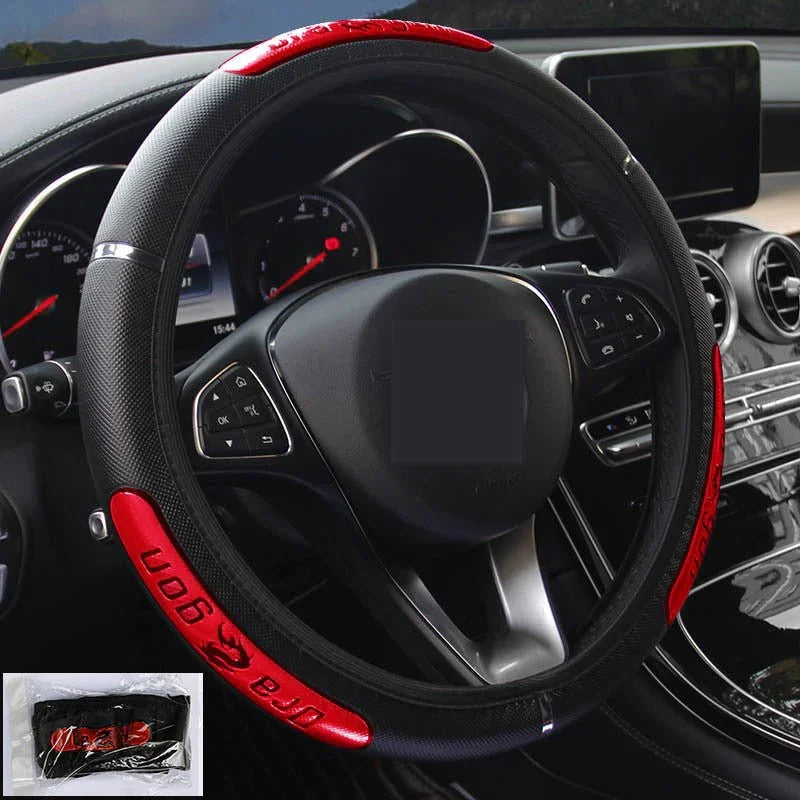 Premium Reflective Leather Steering Wheel Cover – Anti-Slip, All-Season Fit