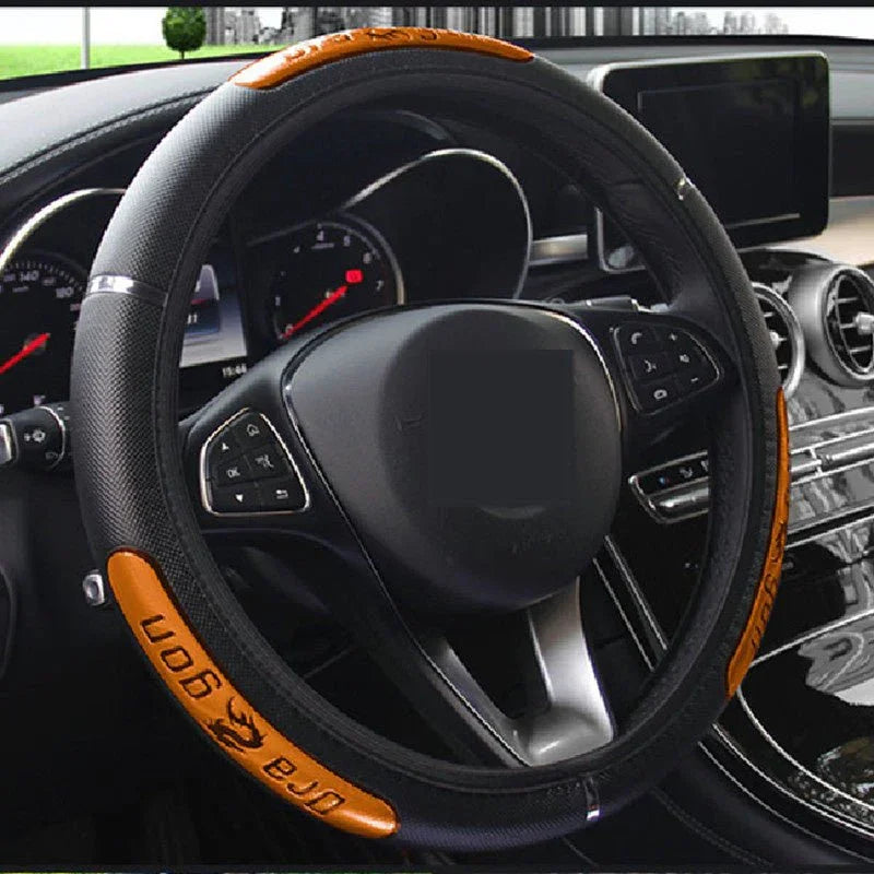 Premium Reflective Leather Steering Wheel Cover – Anti-Slip, All-Season Fit