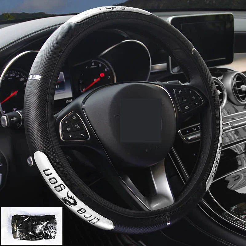 Premium Reflective Leather Steering Wheel Cover – Anti-Slip, All-Season Fit