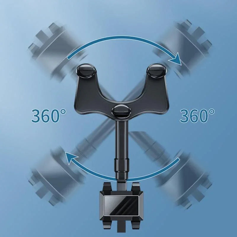 Rearview Mirror Phone Holder | 360° Rotatable, One-Hand Clamp, Universal