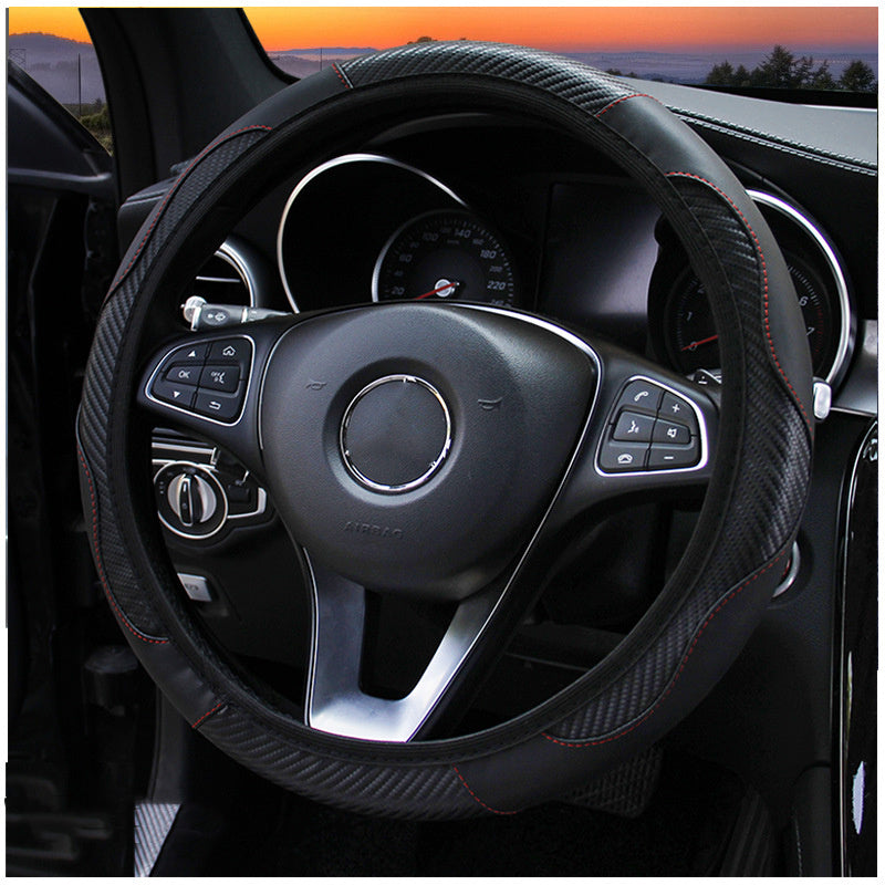 Carbon Fiber Sport Steering Wheel Cover | All-Season Grip & Premium Comfort
