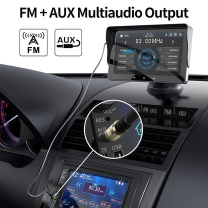 7" Wireless CarPlay Display | Universal, 12V Plug-In, Suction Mount, Backup-Cam Ready