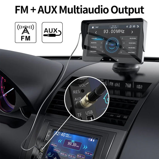 7" Wireless CarPlay Display | Universal, 12V Plug-In, Suction Mount, Backup-Cam Ready