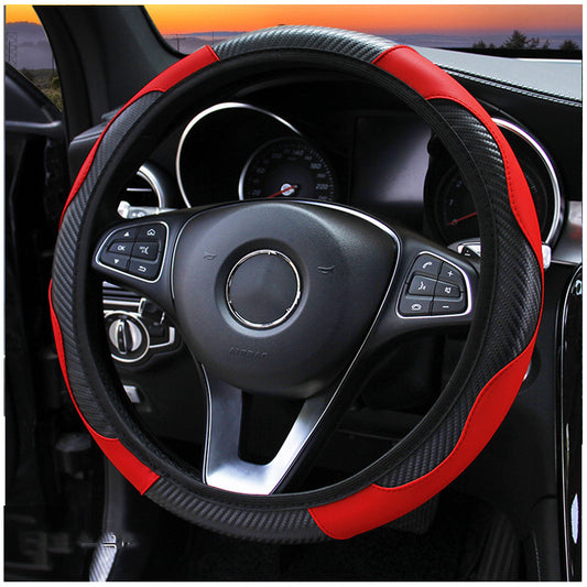 Carbon Fiber Sport Steering Wheel Cover | All-Season Grip & Premium Comfort