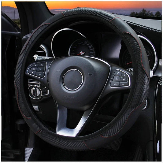 Carbon Fiber Sport Steering Wheel Cover | All-Season Grip & Premium Comfort