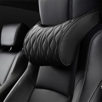 Memory Foam Car Headrest & Lumbar Support Set | Premium Leather, Universal