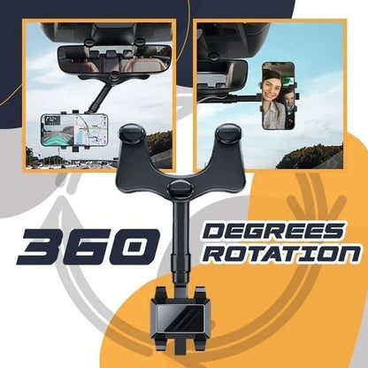 Rearview Mirror Phone Holder | 360° Rotatable, One-Hand Clamp, Universal